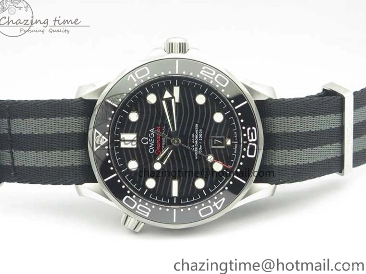 0324 2018 Seamaster Diver 300M VSF Best Edition Black Ceramic Dial on Black Gray Nato Strap A Unique 8057